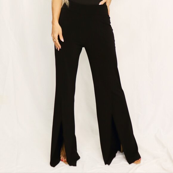 Kick Front High Slit Pant: Black - Picture 3 of 5